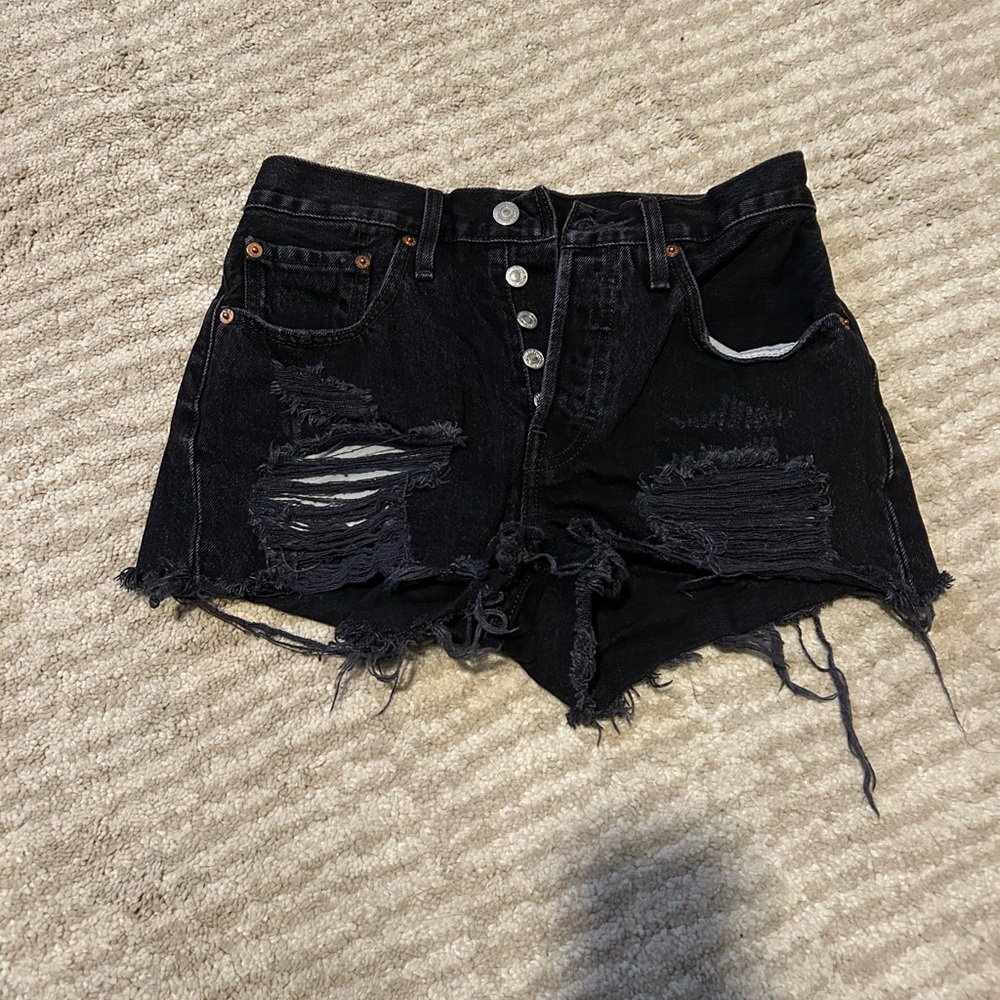 Black Levi’s Distressed Denim Shorts
